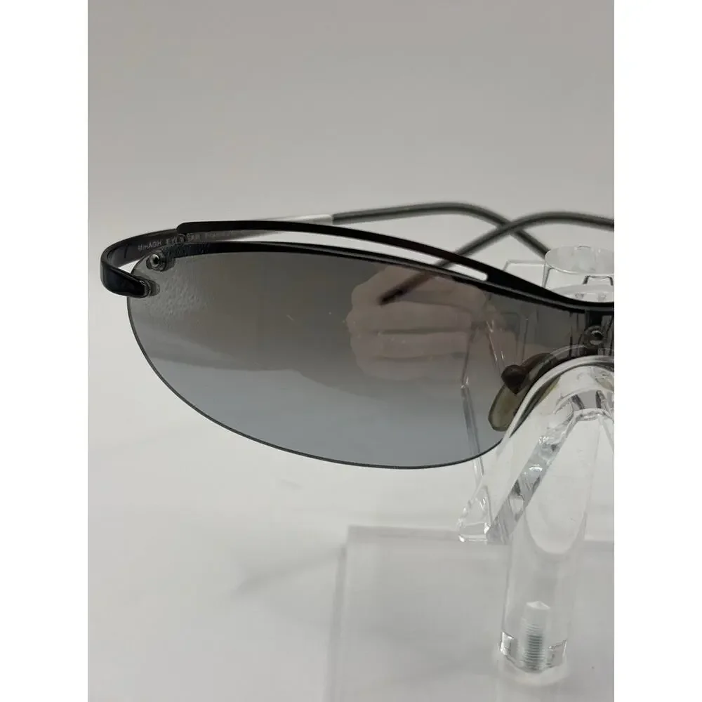 MIH-AGH Eyewear 8353 Rimless Shield Sunglasses Gray Lens Black Gunmetal